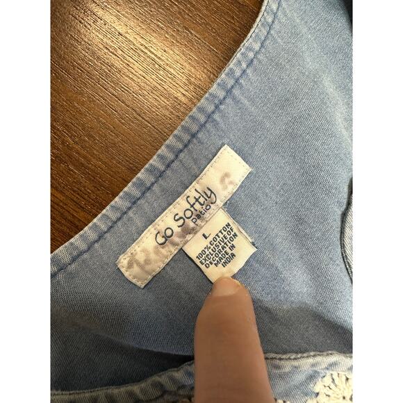 Go Softly Patio Floral Embroidered Dress Women Large Lounge Grandma Mumu House - Picture 2 of 13